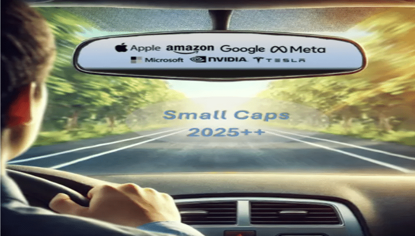 a person looking out their rearview mirror that has multiple large company logos in it